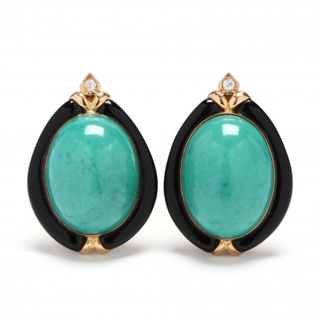 14kt-gold-green-stone-and-gem-set-earrings