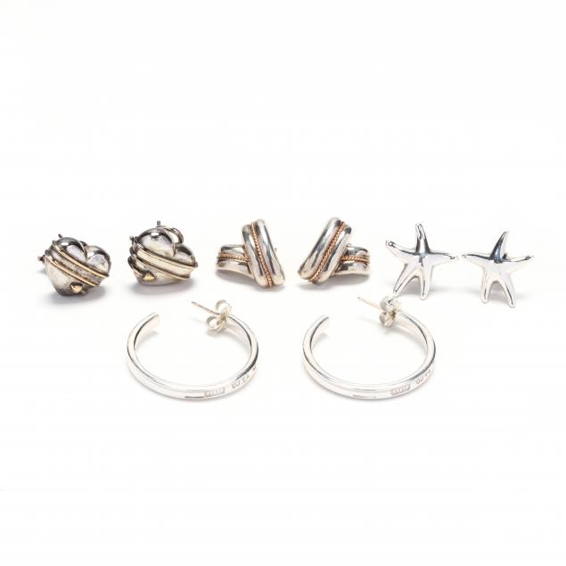 four-pairs-of-sterling-silver-earrings-tiffany-co