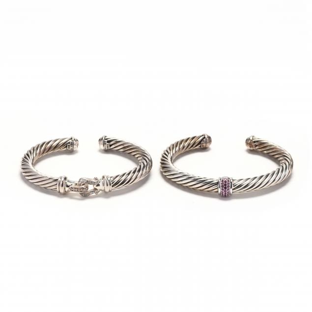 two-sterling-silver-and-gem-set-bracelets-david-yurman