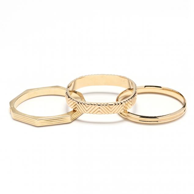 three-14kt-gold-bangle-bracelets