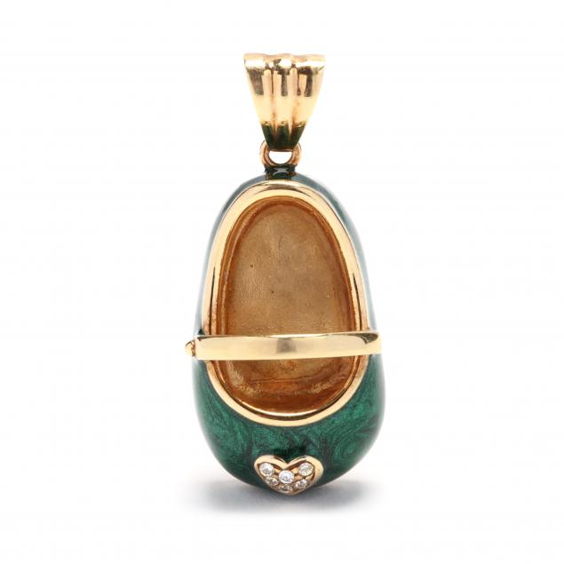 18kt-gold-diamond-and-enamel-shoe-pendant