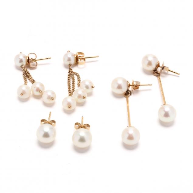 three-pairs-of-gold-and-pearl-earrings