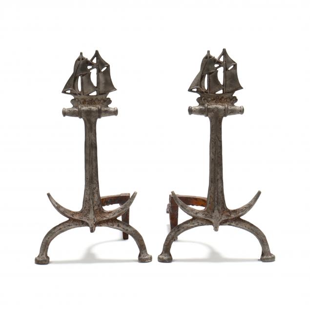pair-of-vintage-nautical-themed-andirons