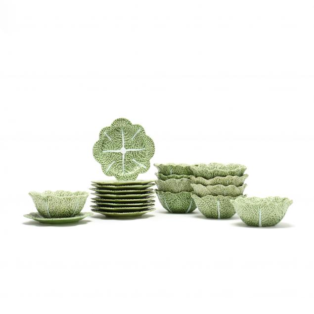 a-set-of-20-portuguese-pottery-cabbage-form-bowls-and-under-plates
