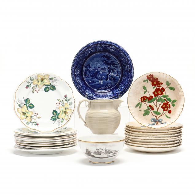 two-sets-of-english-plates-and-english-table-objects