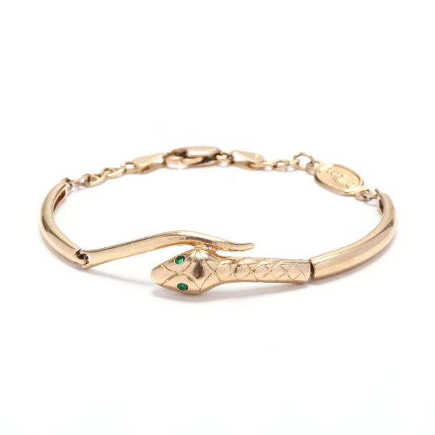 14kt-gold-and-emerald-snake-bracelet