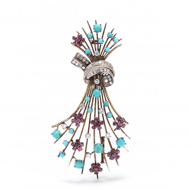 retro-14kt-gold-diamond-and-gem-set-spray-brooch