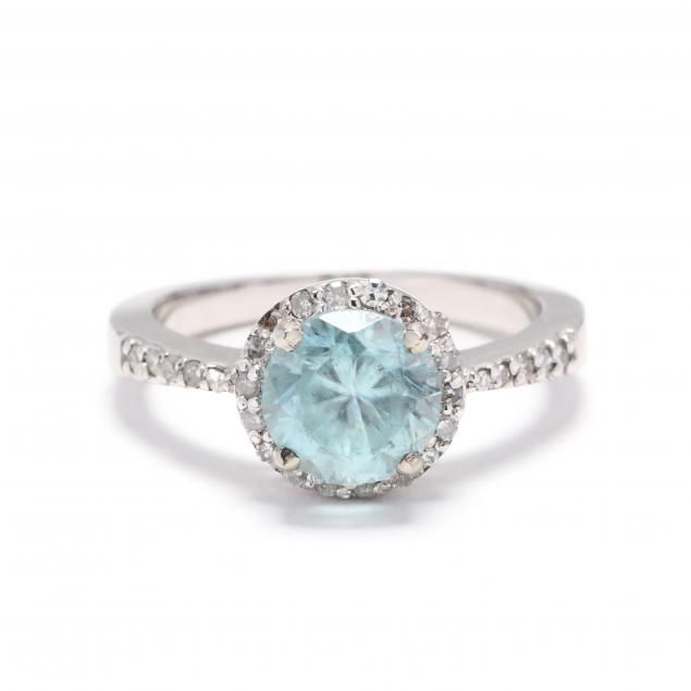 14KT White Gold, Blue Zircon, and Diamond Ring (Lot 1064 - Fashion ...