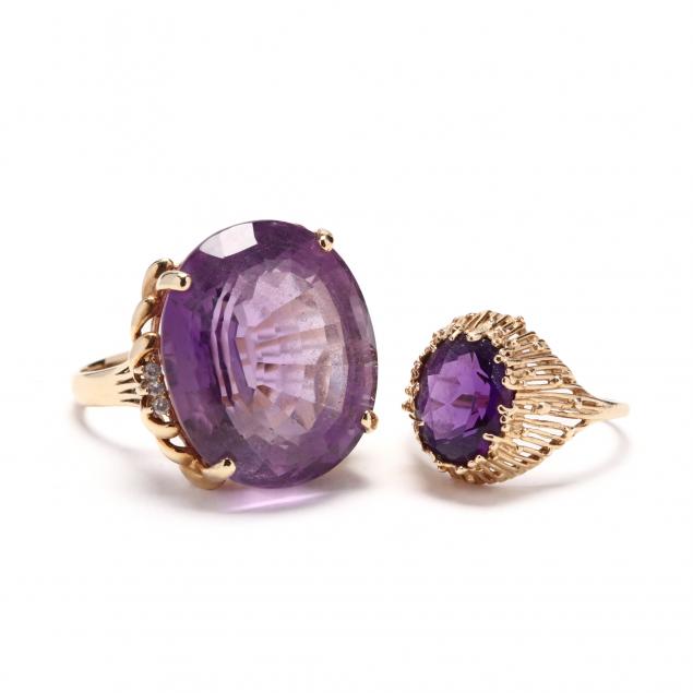 two-gold-and-amethyst-rings