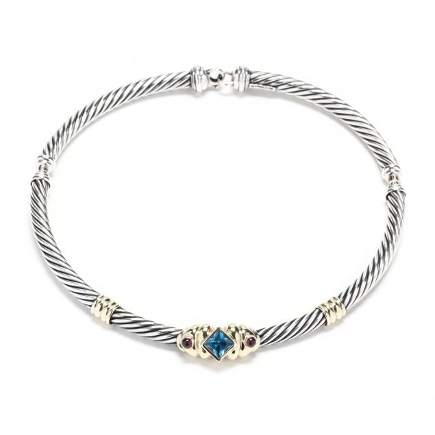 sterling-silver-14kt-gold-and-gem-set-choker-necklace-david-yurman