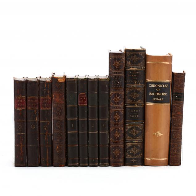 twelve-leatherbound-books-incorporating-two-sets-and-five-individual-works