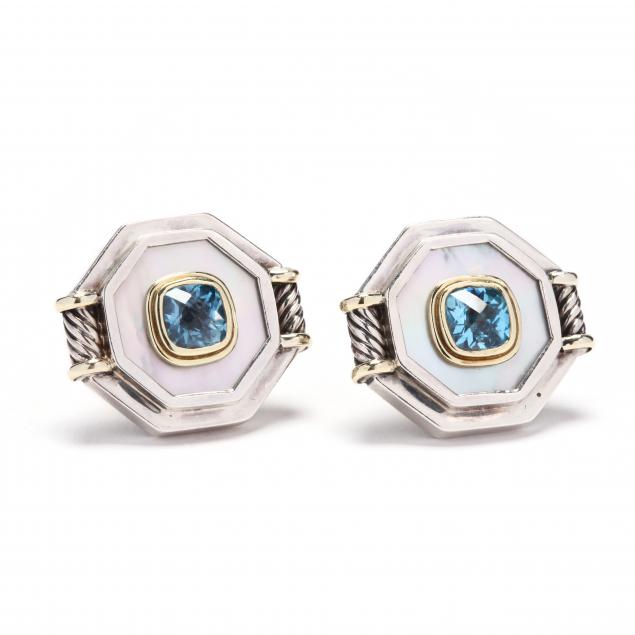 sterling-silver-14kt-gold-mother-of-pearl-and-topaz-earrings-david-yurman