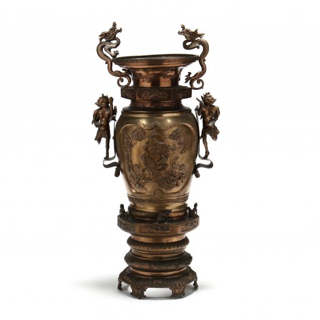a-large-meiji-period-japanese-bronze-figural-floor-urn