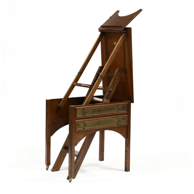 georgian-style-mahogany-metamorphic-library-table-ladder