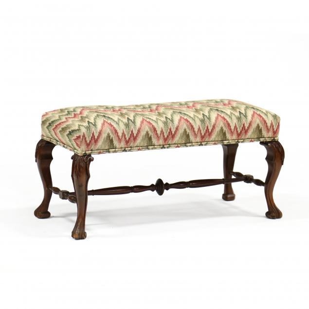 antique-continental-carved-and-upholstered-mahogany-bench
