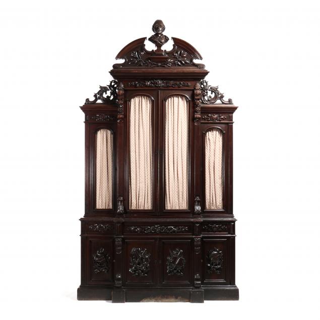 new-york-renaissance-revival-monumental-carved-walnut-desk-and-bookcase