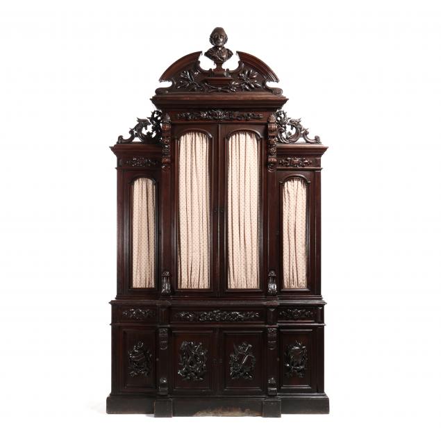 new-york-renaissance-revival-monumental-carved-walnut-desk-and-bookcase