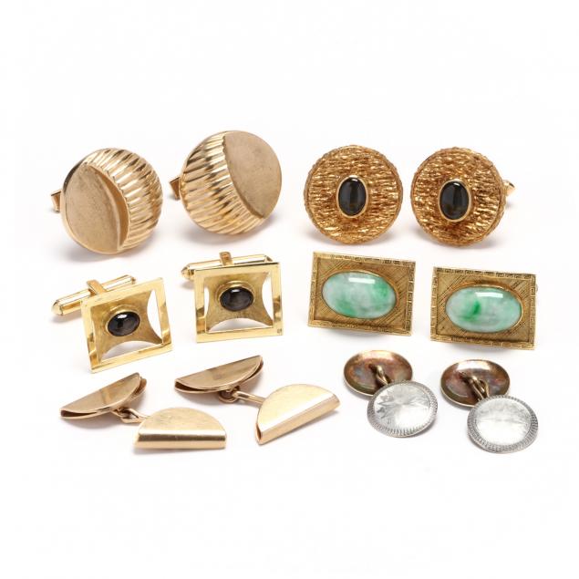 six-pairs-of-gold-cufflinks