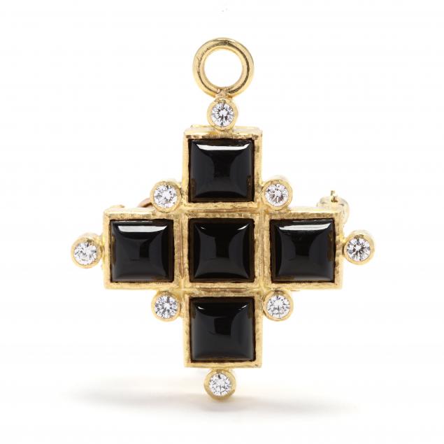 19kt-gold-onyx-and-diamond-brooch-pendant-elizabeth-locke