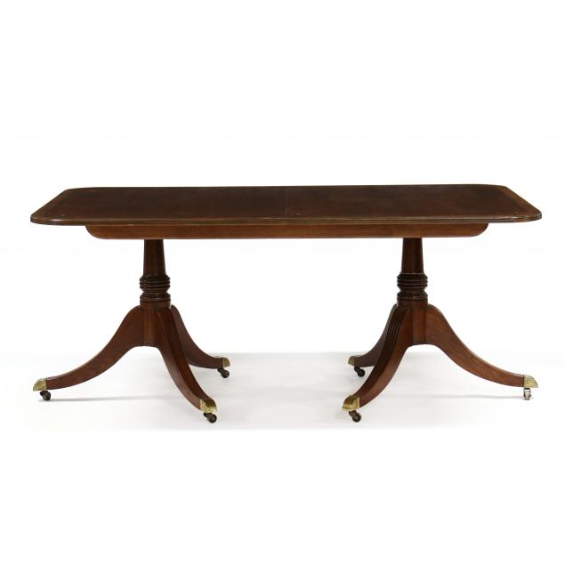 baker-federal-style-banded-mahogany-double-pedestal-dining-table