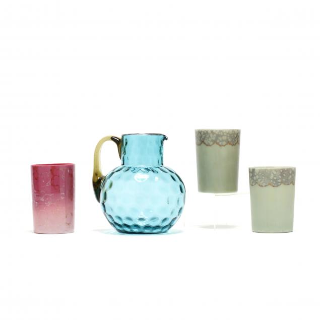 new-england-glass-co-pitcher-and-three-tumblers