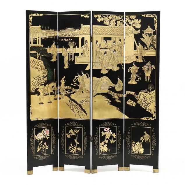 chinese-four-panel-carved-and-lacquered-floor-screen