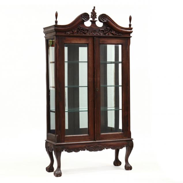 chippendale-style-carved-mahogany-display-cabinet