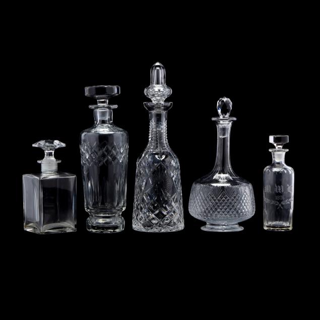 five-vintage-and-antique-decanters