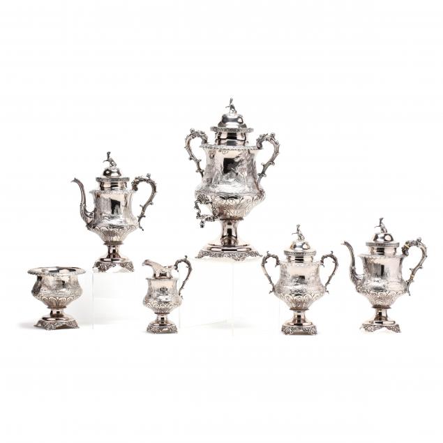 an-important-philadelphia-coin-silver-tea-coffee-service-with-hunt-motif