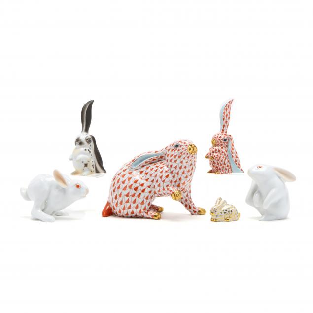 six-herend-porcelain-rabbits