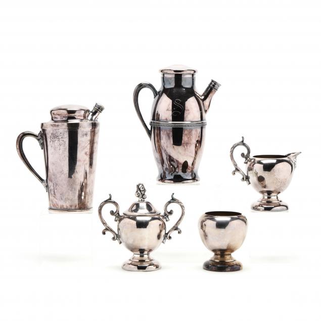 silverplate-cocktail-shakers-and-accessories