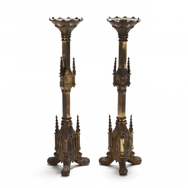 pair-of-large-gothic-style-pricket-sticks