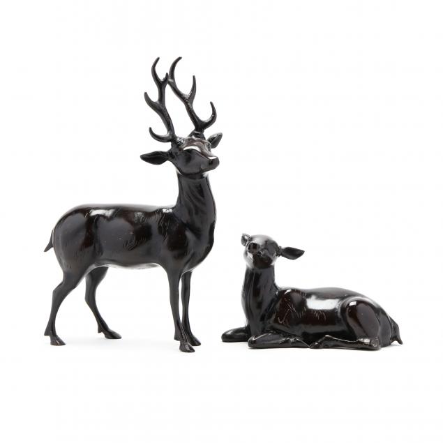 two-contemporary-bronze-deer