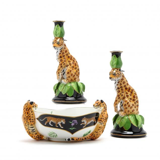 lynn-chase-jaguar-jungle-candlesticks-and-center-bowl
