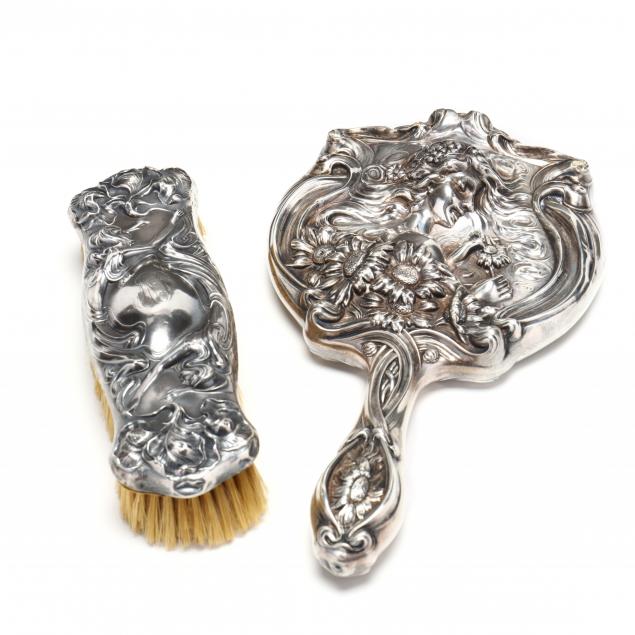 unger-bros-sterling-silver-hand-mirror-and-clothesbrush