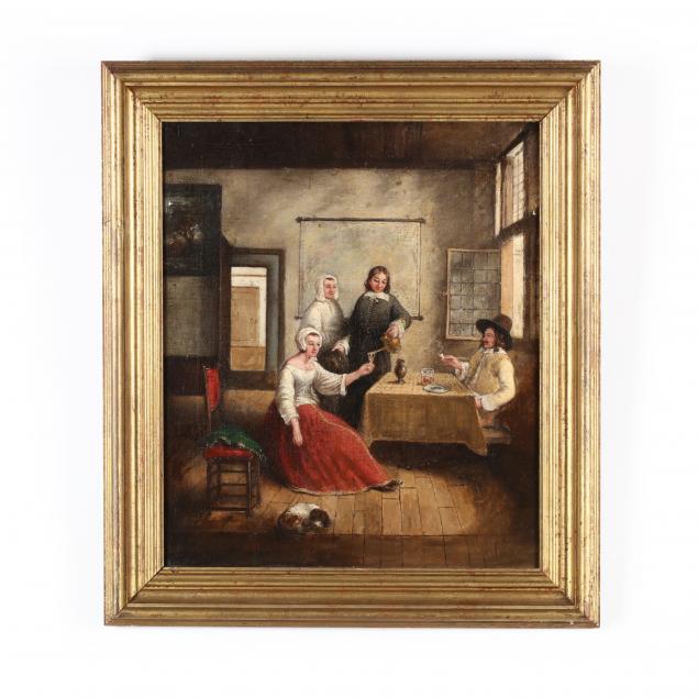 antique-dutch-school-interior-genre-painting