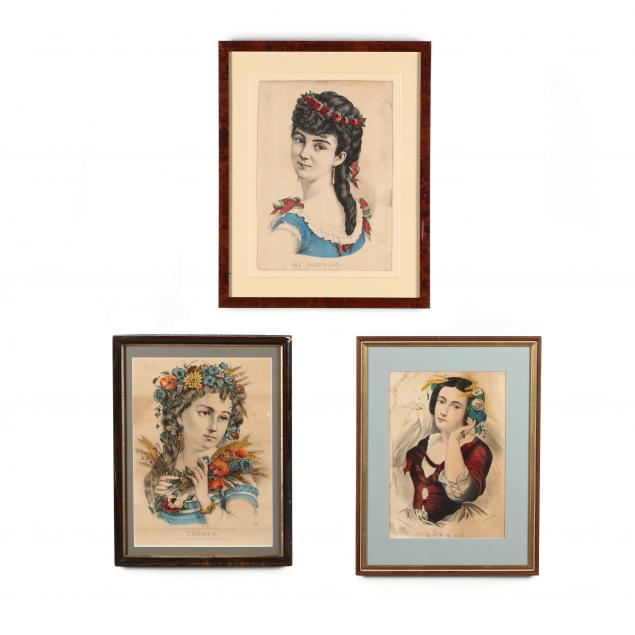 three-currier-ives-prints-of-women-wearing-flowers