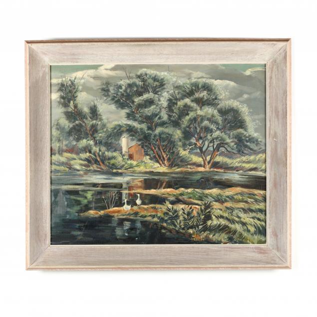 wilmer-behler-pa-1915-1994-farm-pond-with-ducks