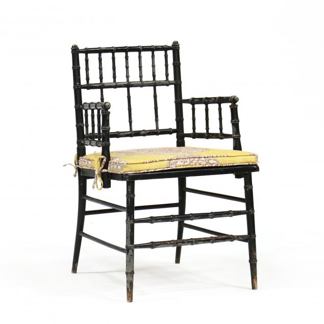 vintage-faux-bamboo-lacquered-armchair