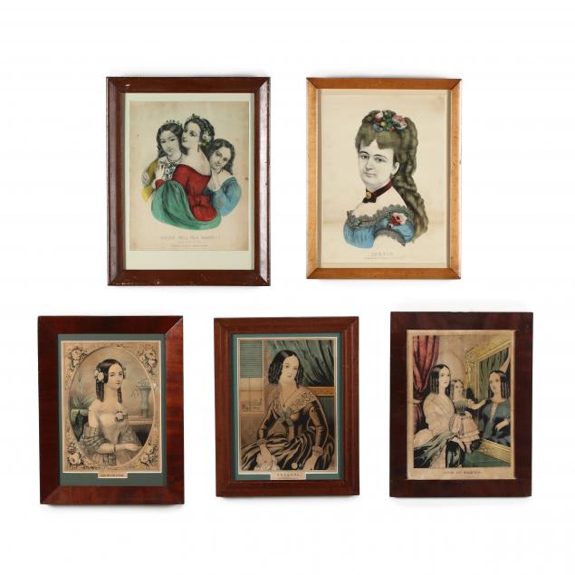 five-currier-ives-prints-with-women