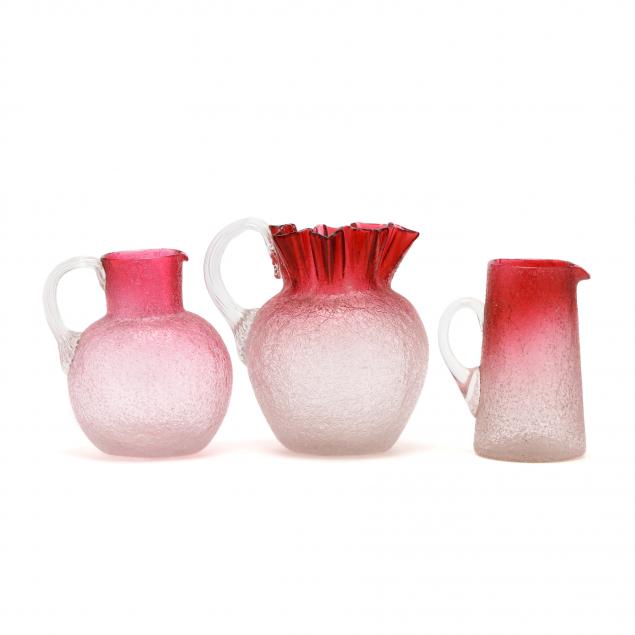 three-transitional-overshot-glass-pitchers