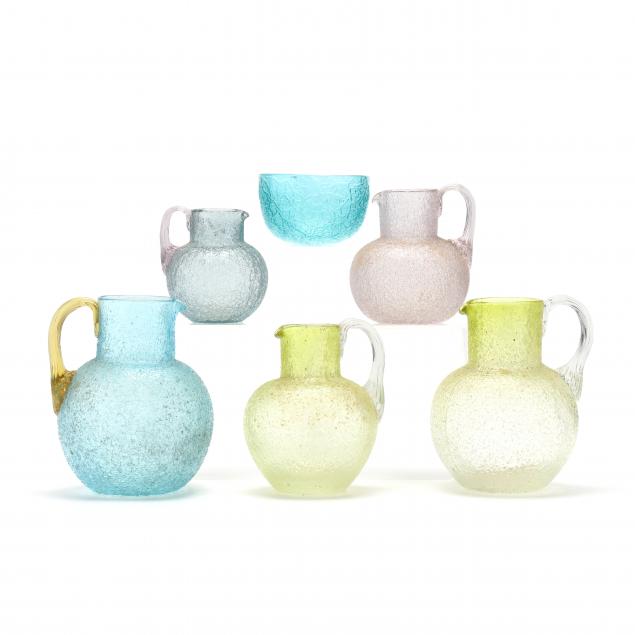 six-pieces-of-colored-overshot-glass