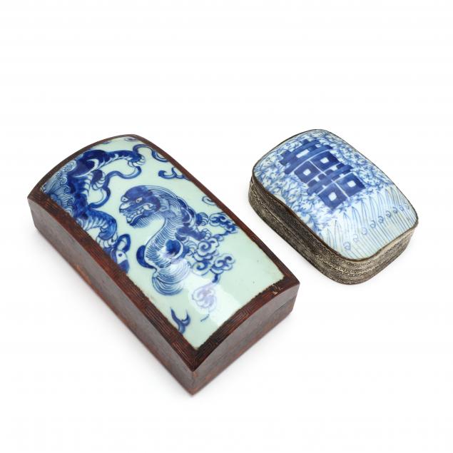two-chinese-boxes-with-blue-and-white-porcelain-covers