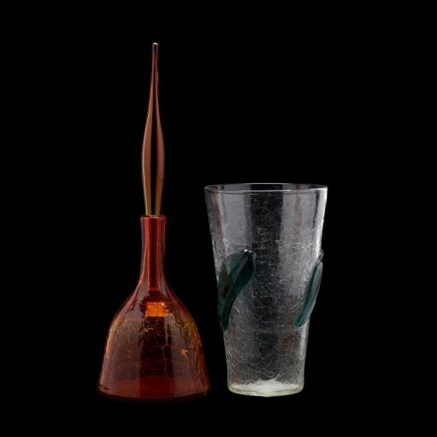 two-large-pieces-of-blenko-crackle-glass