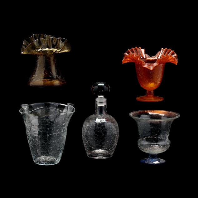 five-pieces-of-blenko-crackle-glass