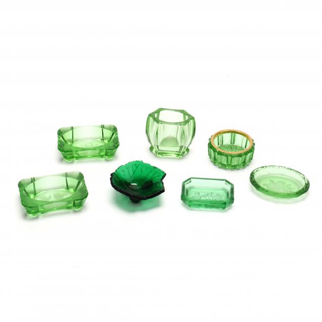 seven-vintage-green-glass-table-accessories