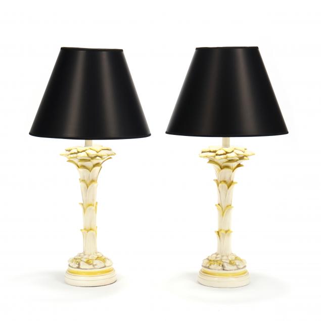 pair-of-vintage-yellow-palm-form-table-lamps