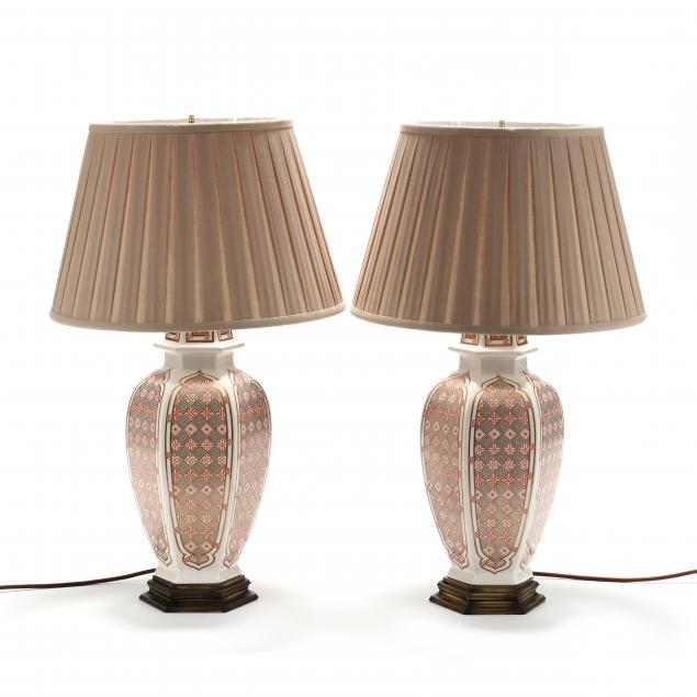 Pair Of Chinese Imari Style Table Lamps, Cottage Style Table Lamps Uk