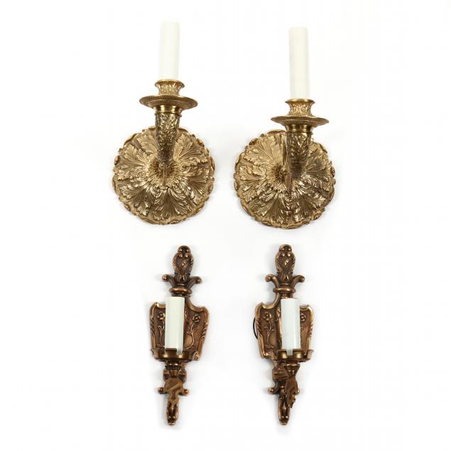two-pairs-of-vintage-brass-sconces