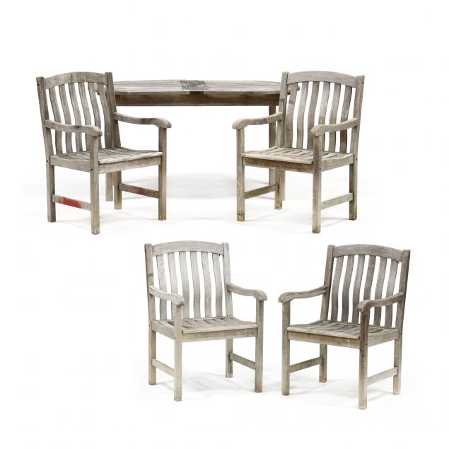 teak-patio-table-and-four-chairs